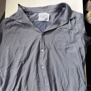 Men's XL ministry of supply Blue Striped Button-Up seersucker Shirt